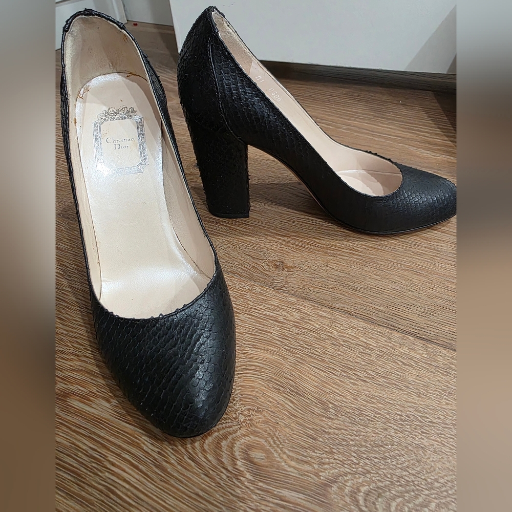 Christian Dior Black Snakeskin Pumps